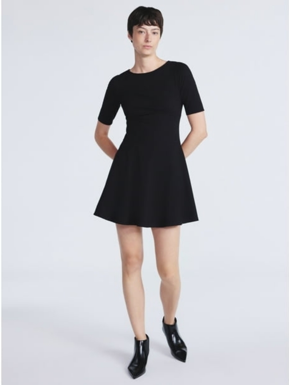 Scoop Black Short-Sleeve Mini Dress